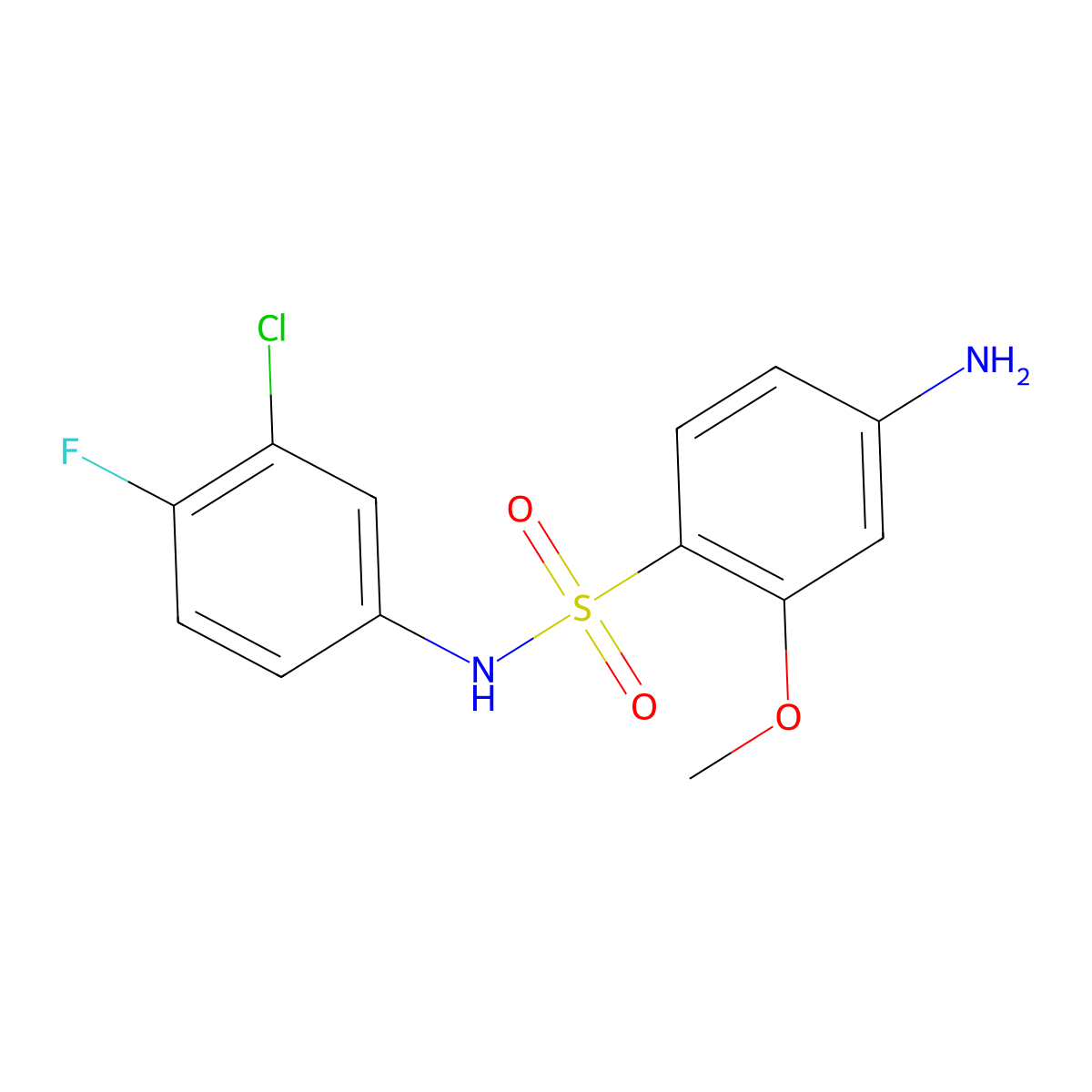 4-amino-N-(3-chloro-4-fluorophenyl)-2-methoxybenzene-1-sulfonamide molecular structure, CAS 1095012-62-6