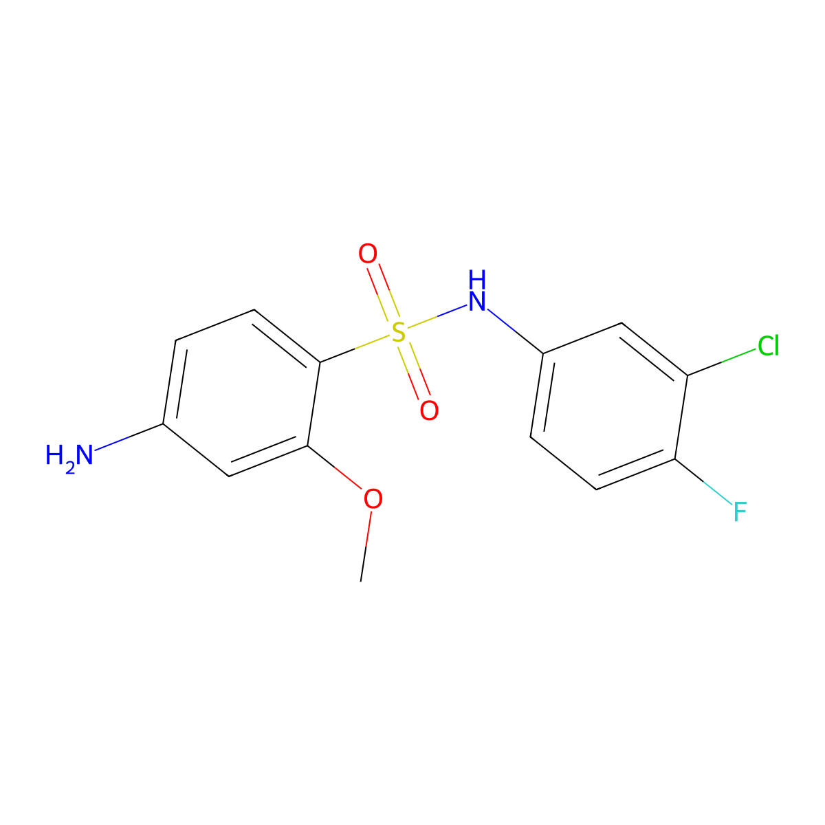 4-amino-N-(3-chloro-4-fluorophenyl)-2-methoxybenzene-1-sulfonamide molecular structure, CAS 1095012-62-6