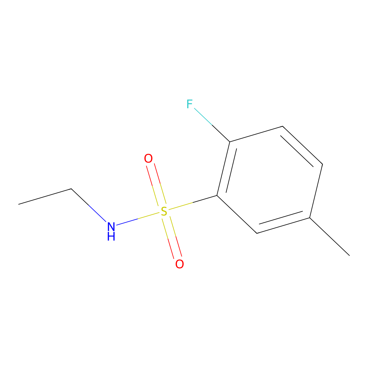 N-Ethyl-2-fluoro-5-methylbenzene-1-sulfonamide molecular structure, CAS 1095013-35-6