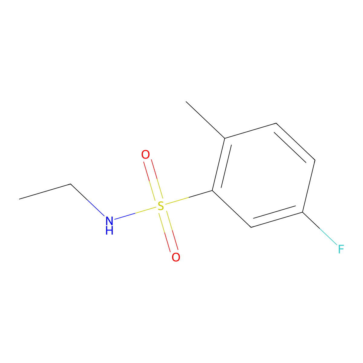 N-Ethyl-5-fluoro-2-methylbenzene-1-sulfonamide molecular structure, CAS 1095013-36-7