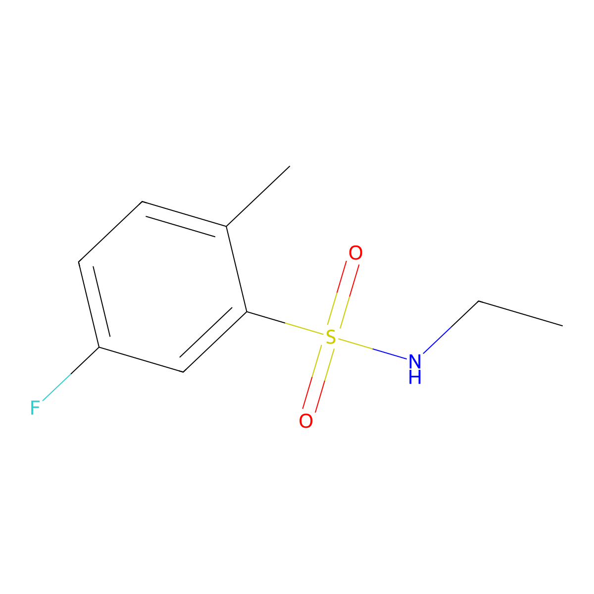 N-Ethyl-5-fluoro-2-methylbenzene-1-sulfonamide molecular structure, CAS 1095013-36-7
