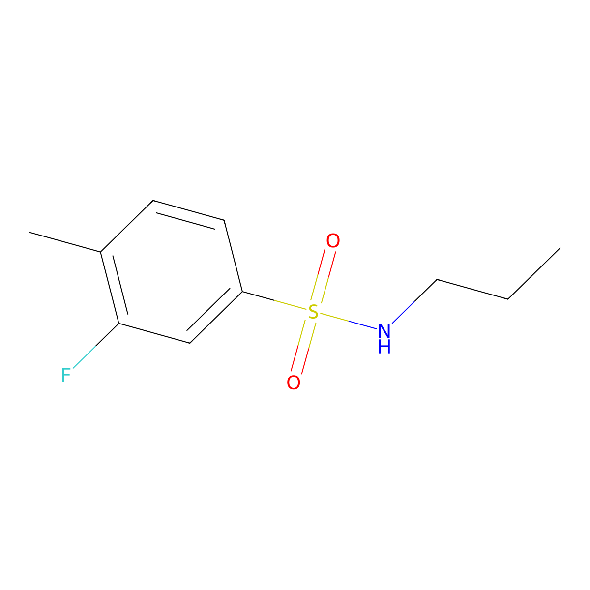 3-fluoro-4-methyl-N-propylbenzenesulfonamide molecular structure, CAS 1095013-40-3