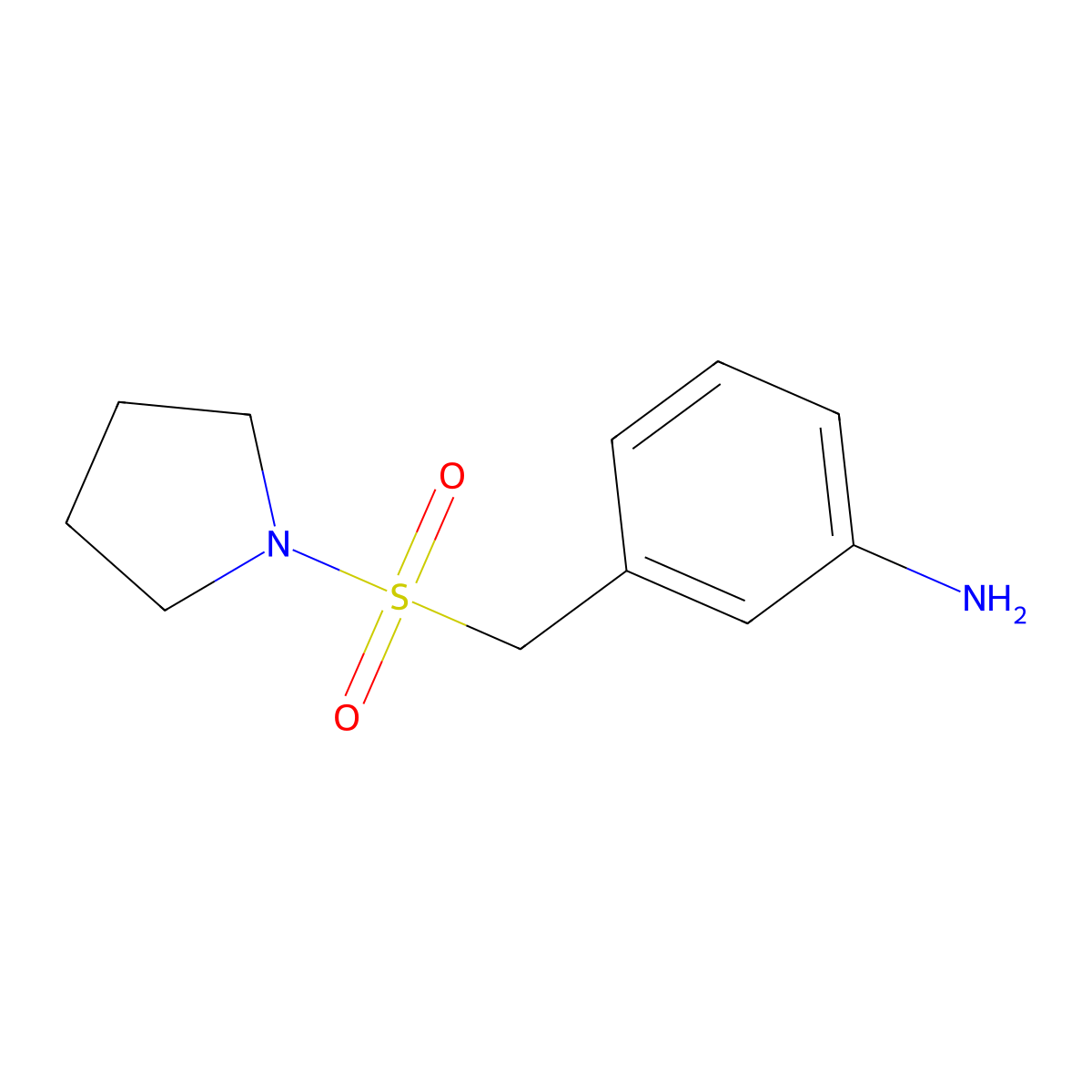 3-((Pyrrolidin-1-ylsulfonyl)methyl)aniline molecular structure, CAS 1095015-35-2