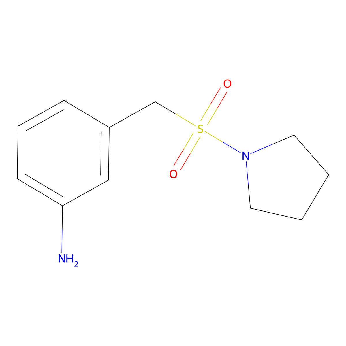 3-((Pyrrolidin-1-ylsulfonyl)methyl)aniline molecular structure, CAS 1095015-35-2