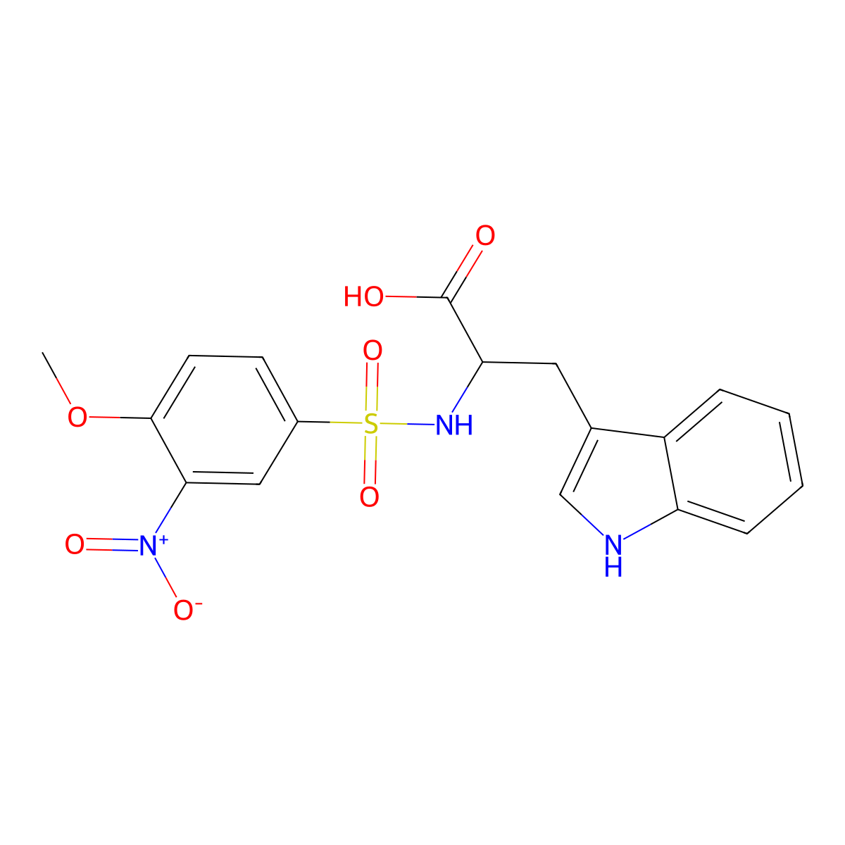 3-(1H-indol-3-yl)-2-(4-methoxy-3-nitrophenylsulfonamido)propanoic acid molecular structure, CAS 1095016-65-1