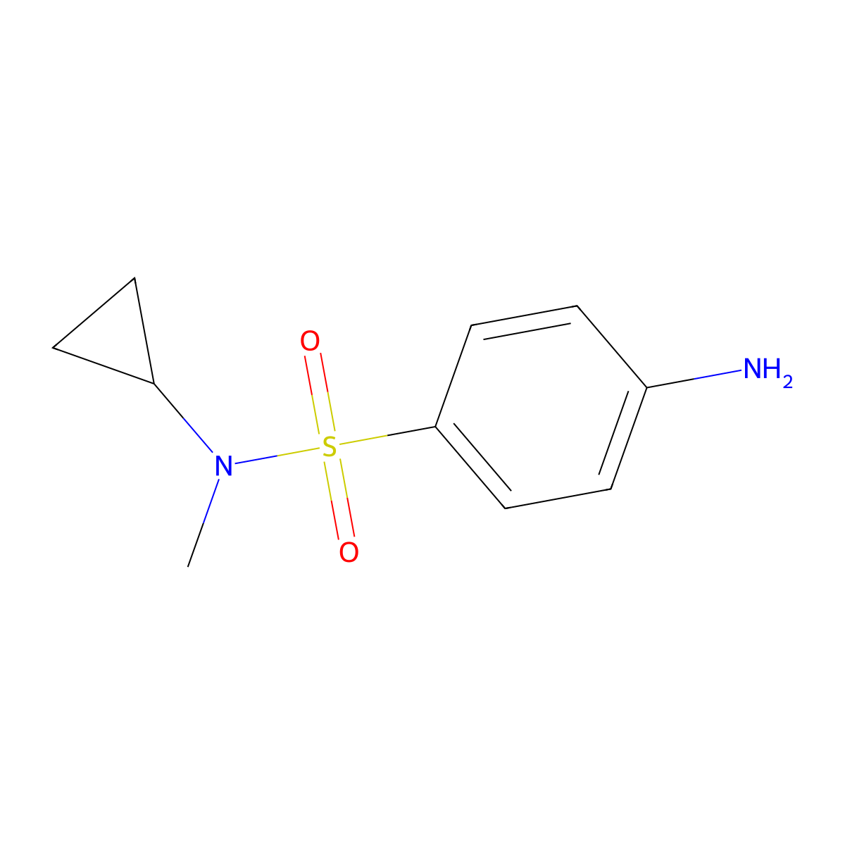 4-amino-N-cyclopropyl-N-methylbenzene-1-sulfonamide molecular structure, CAS 1095038-51-9