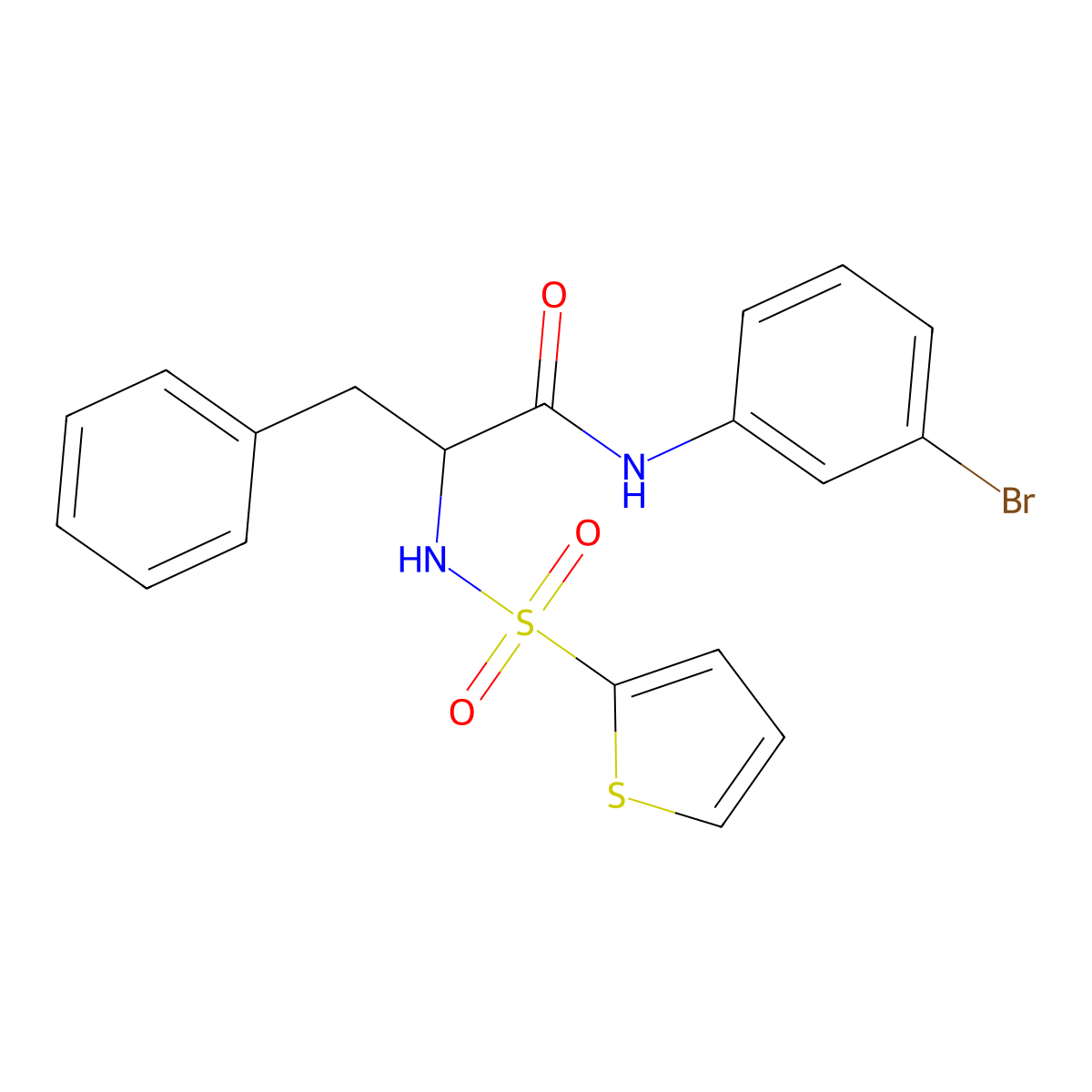 N-(3-Bromophenyl)-3-phenyl-2-(thiophene-2-sulfonamido)propanamide molecular structure, CAS 1095048-70-6