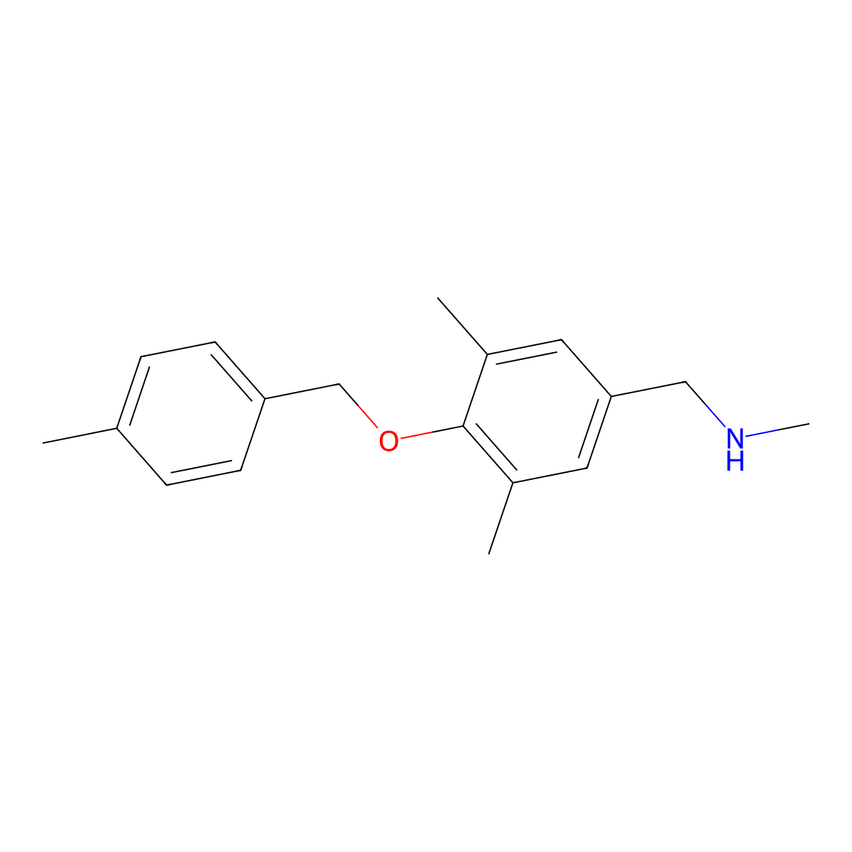 ({3,5-Dimethyl-4-[(4-methylphenyl)methoxy]phenyl}methyl)(methyl)amine molecular structure, CAS 1095073-12-3