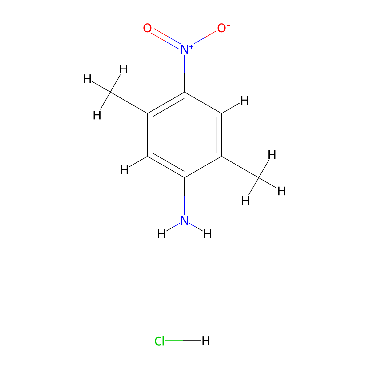 2,5-Dimethyl-4-nitroaniline hydrochloride molecular structure, CAS 109508-48-7