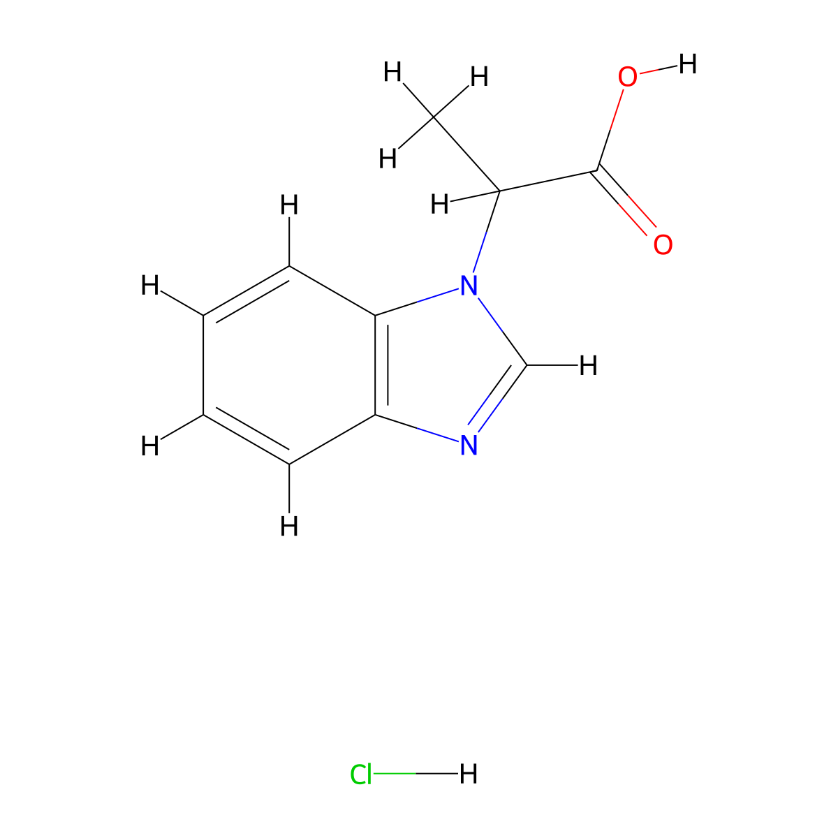 2-(1H-1,3-benzodiazol-1-yl)propanoic acid hydrochloride molecular structure, CAS 1095080-29-7