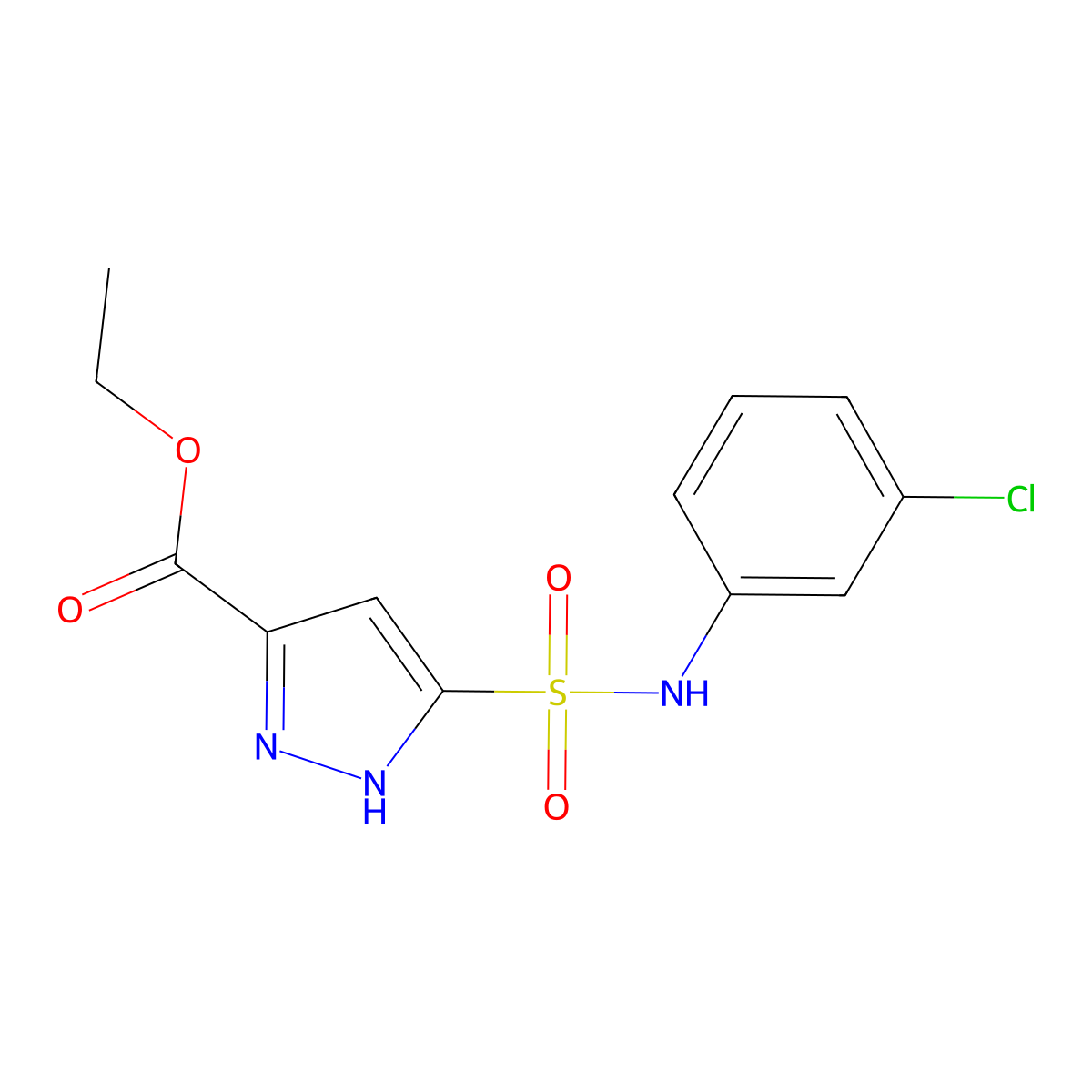 ethyl 3-[(3-chlorophenyl)sulfamoyl]-1H-pyrazole-5-carboxylate molecular structure, CAS 1095080-55-9