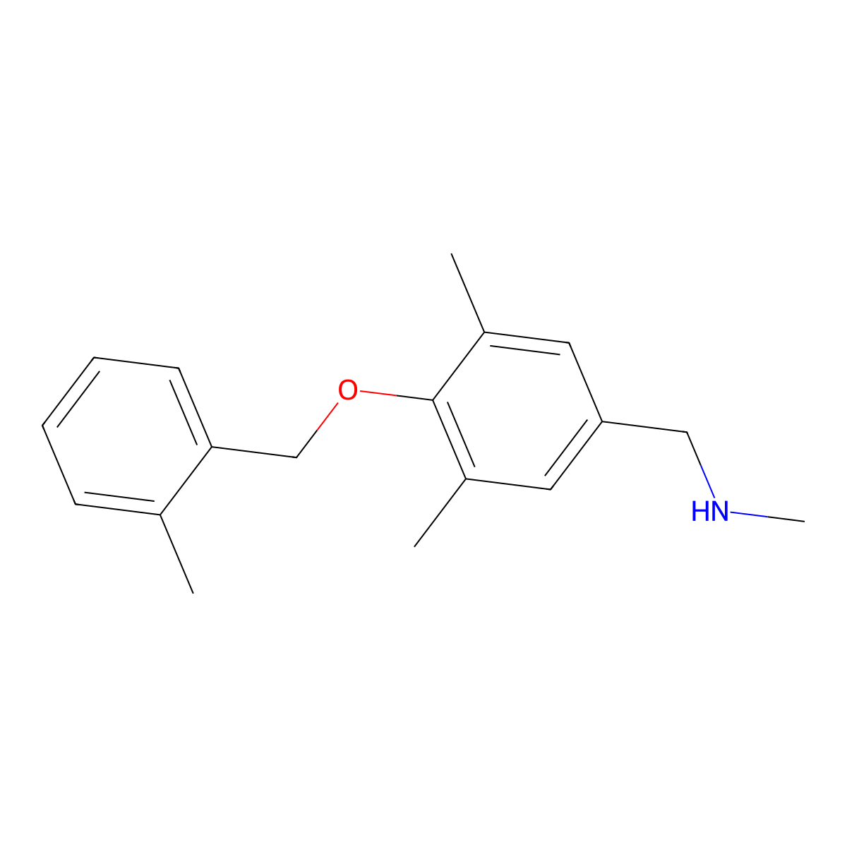 ({3,5-Dimethyl-4-[(2-methylphenyl)methoxy]phenyl}methyl)(methyl)amine molecular structure, CAS 1095098-49-9