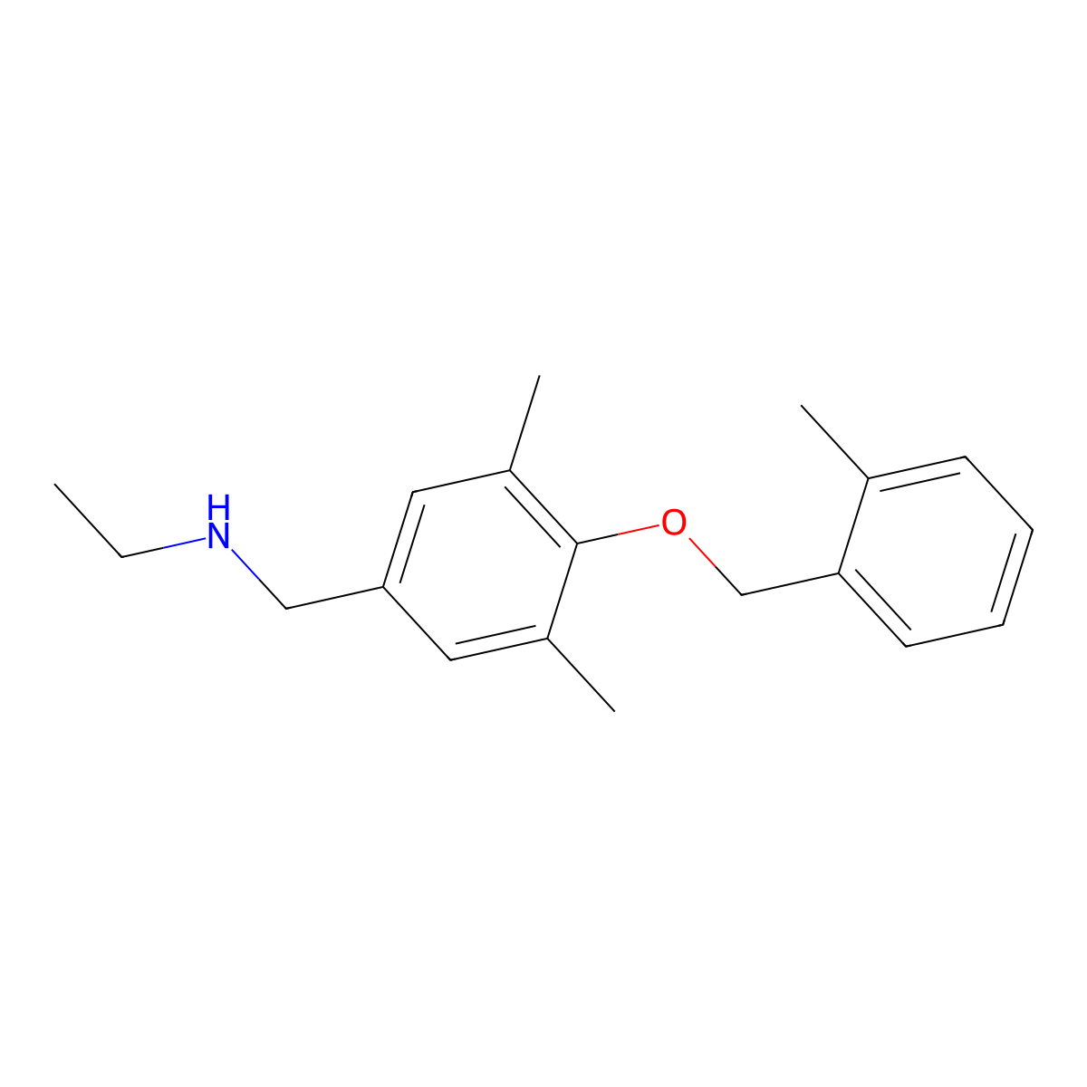 ({3,5-Dimethyl-4-[(2-methylphenyl)methoxy]phenyl}methyl)(ethyl)amine molecular structure, CAS 1095098-64-8