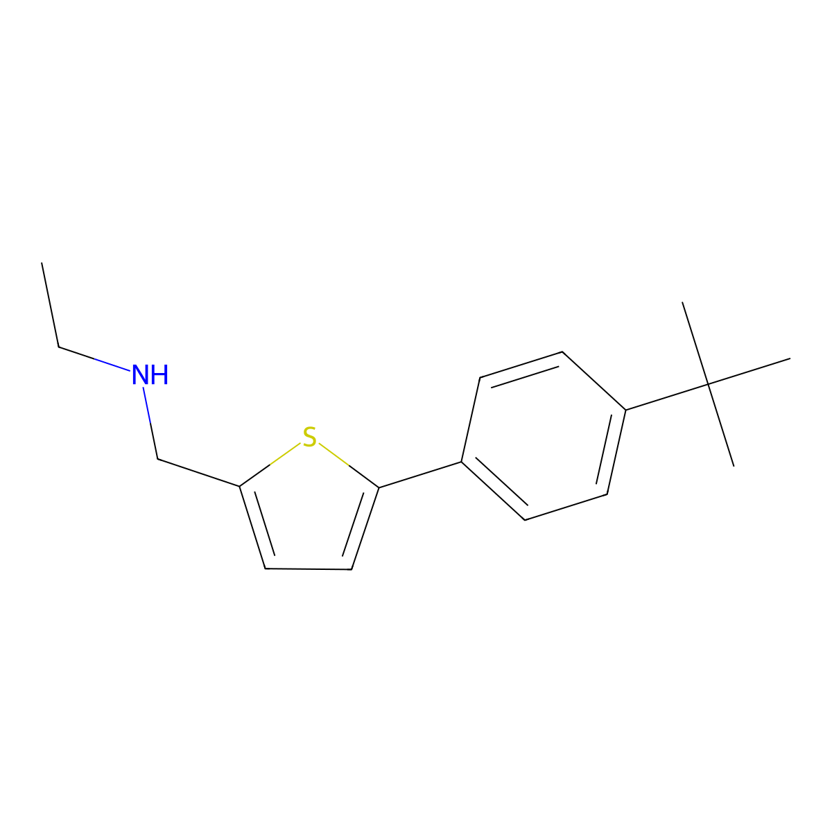 {[5-(4-Tert-butylphenyl)thiophen-2-yl]methyl}(ethyl)amine molecular structure, CAS 1095144-16-3