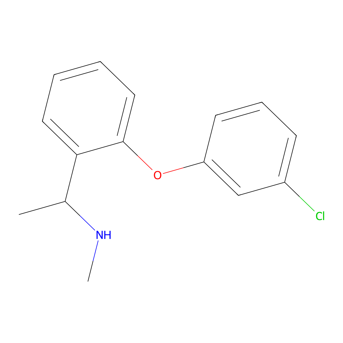 {1-[2-(3-Chlorophenoxy)phenyl]ethyl}(methyl)amine molecular structure, CAS 1095152-58-1