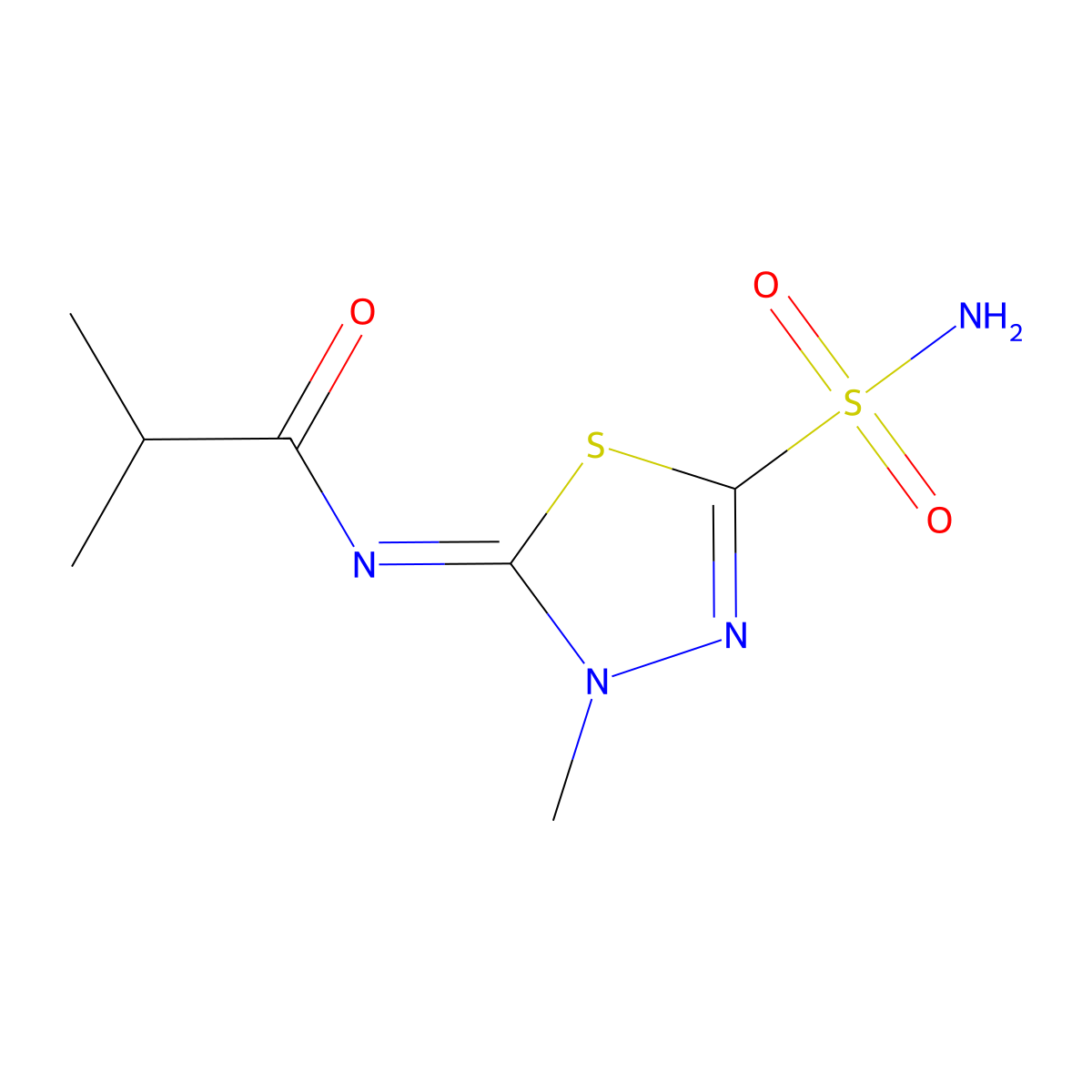 2-Methyl-N-[(2Z)-3-methyl-5-sulfamoyl-2,3-dihydro-1,3,4-thiadiazol-2-ylidene]propanamide molecular structure, CAS 109517-21-7