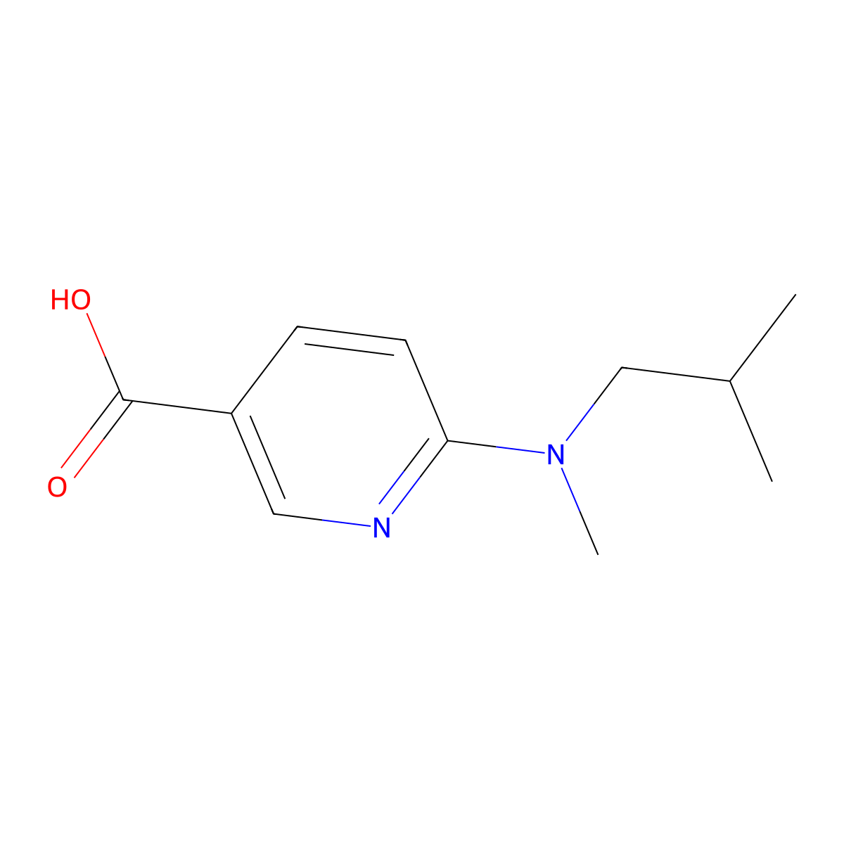 6-[Methyl(2-methylpropyl)amino]pyridine-3-carboxylic acid molecular structure, CAS 1095170-60-7