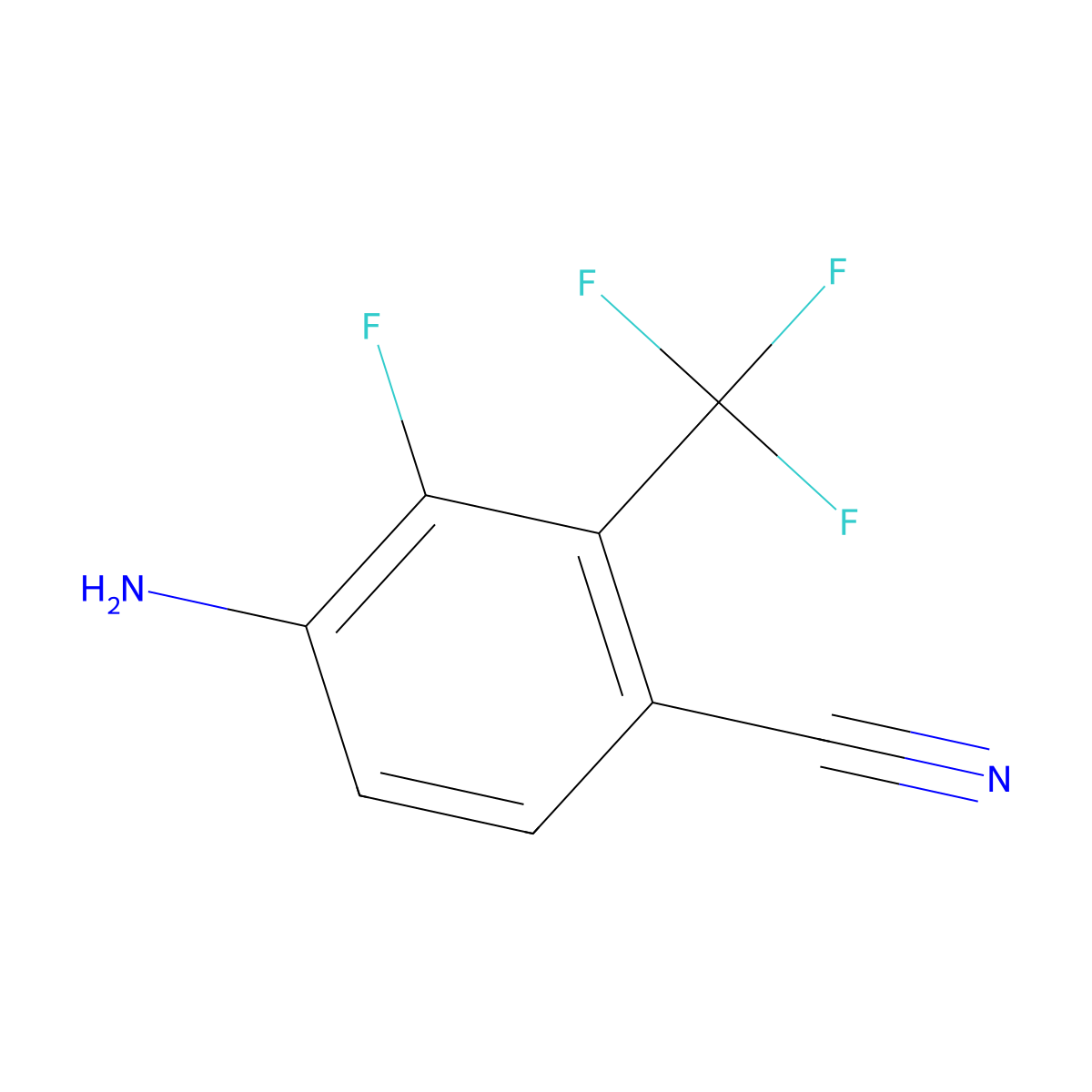 4-Amino-3-fluoro-2-(trifluoromethyl)benzonitrile molecular structure, CAS 1095188-12-7