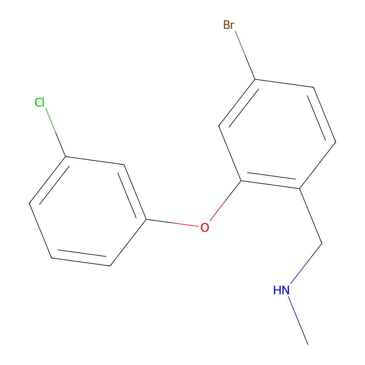 {[4-Bromo-2-(3-chlorophenoxy)phenyl]methyl}(methyl)amine molecular structure, CAS 1095192-34-9