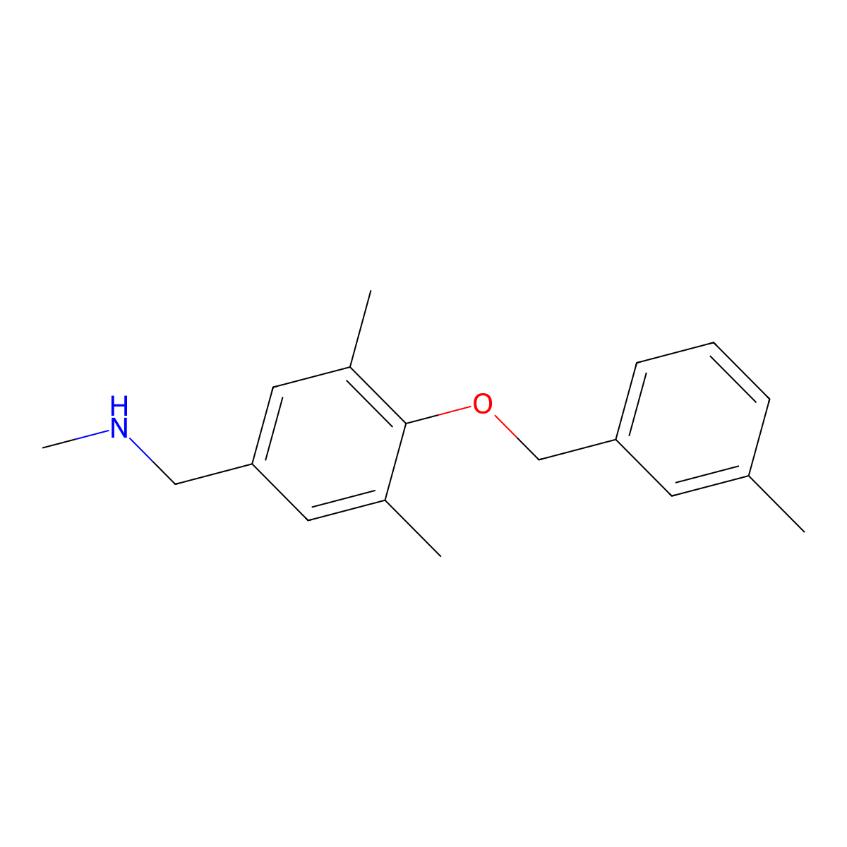 ({3,5-Dimethyl-4-[(3-methylphenyl)methoxy]phenyl}methyl)(methyl)amine molecular structure, CAS 1095218-32-8