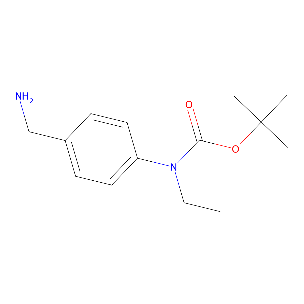 tert-butyl N-[4-(aminomethyl)phenyl]-N-ethylcarbamate molecular structure, CAS 1095218-67-9