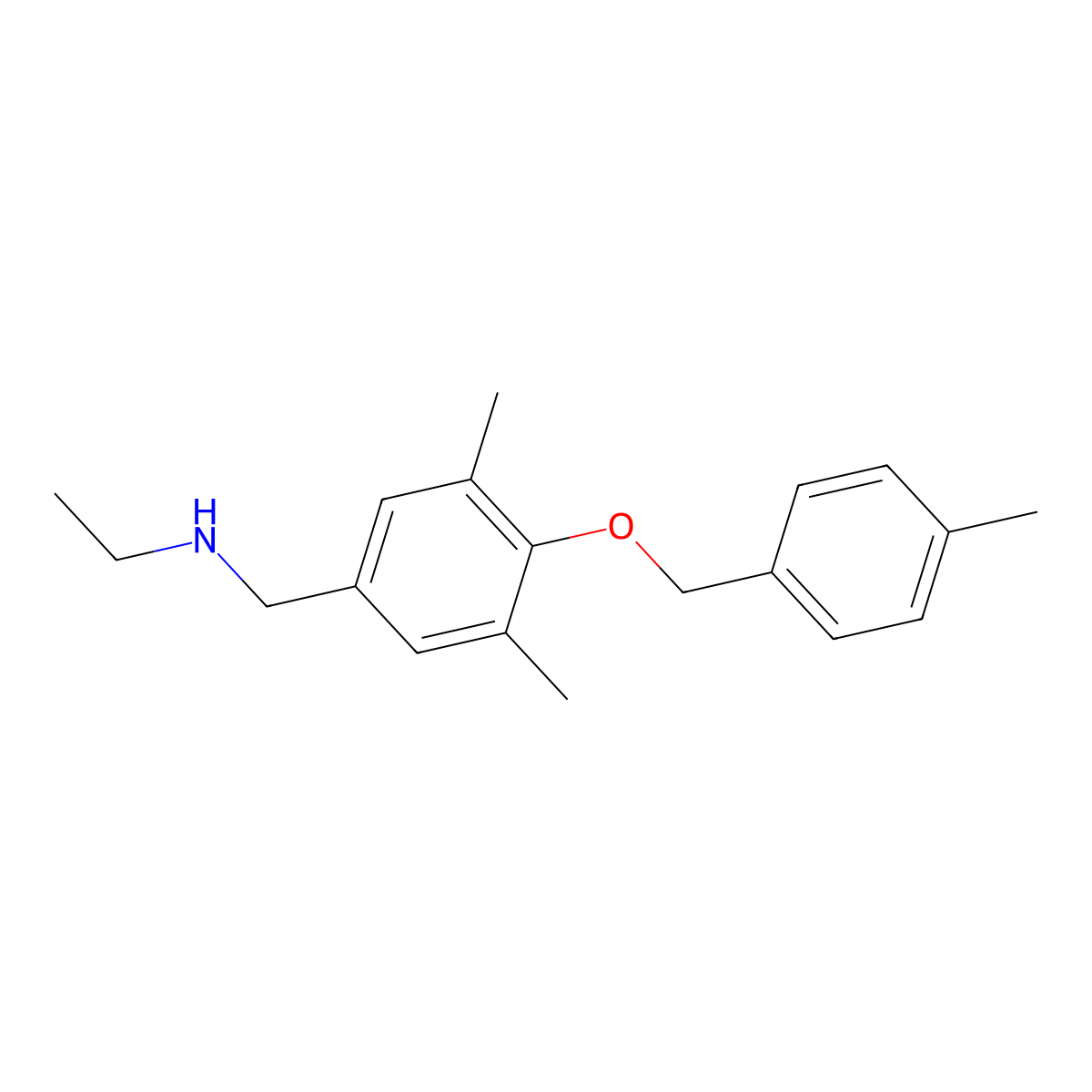 ({3,5-Dimethyl-4-[(4-methylphenyl)methoxy]phenyl}methyl)(ethyl)amine molecular structure, CAS 1095248-90-0