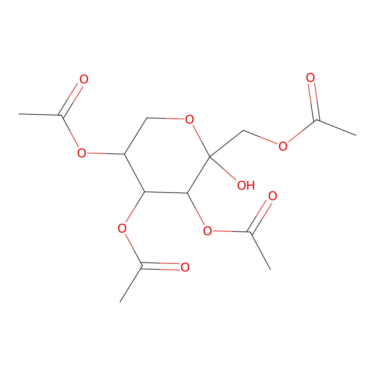 1,3,4,5-Tetra-O-acetyl-alpha-L-sorbopyranose molecular structure, CAS 109525-53-3