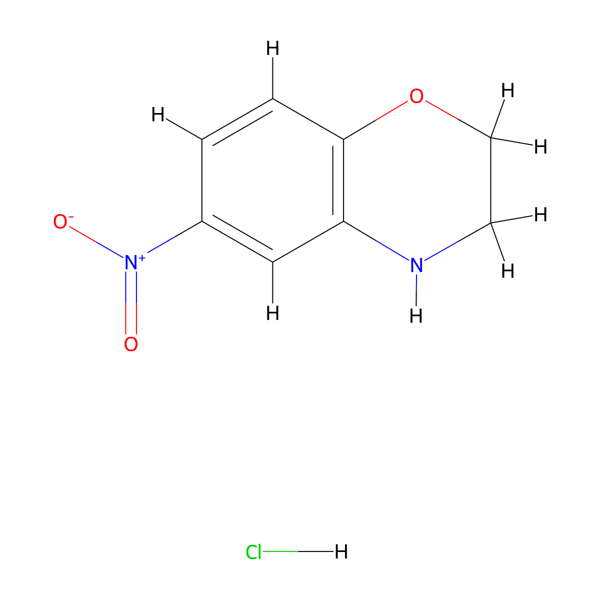 6-Nitro-3,4-dihydro-2H-benzo[b][1,4]oxazine hydrochloride molecular structure, CAS 1095270-83-9
