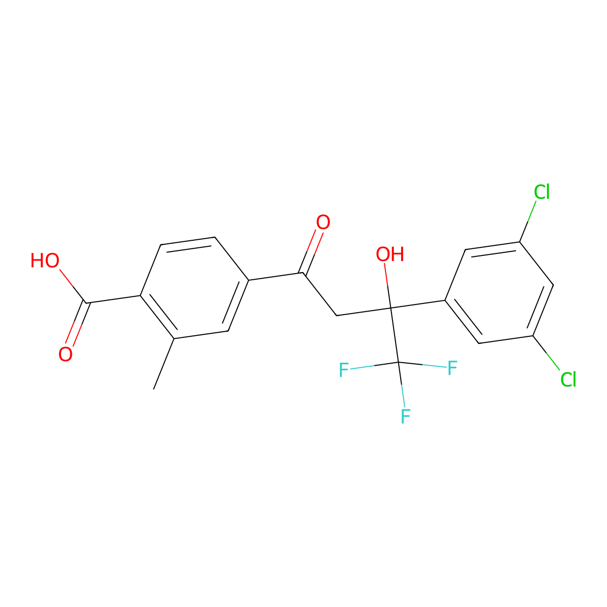 4-(3-(3,5-Dichlorophenyl)-4,4,4-trifluoro-3-hydroxybutanoyl)-2-methylbenzoic acid molecular structure, CAS 1095275-07-2