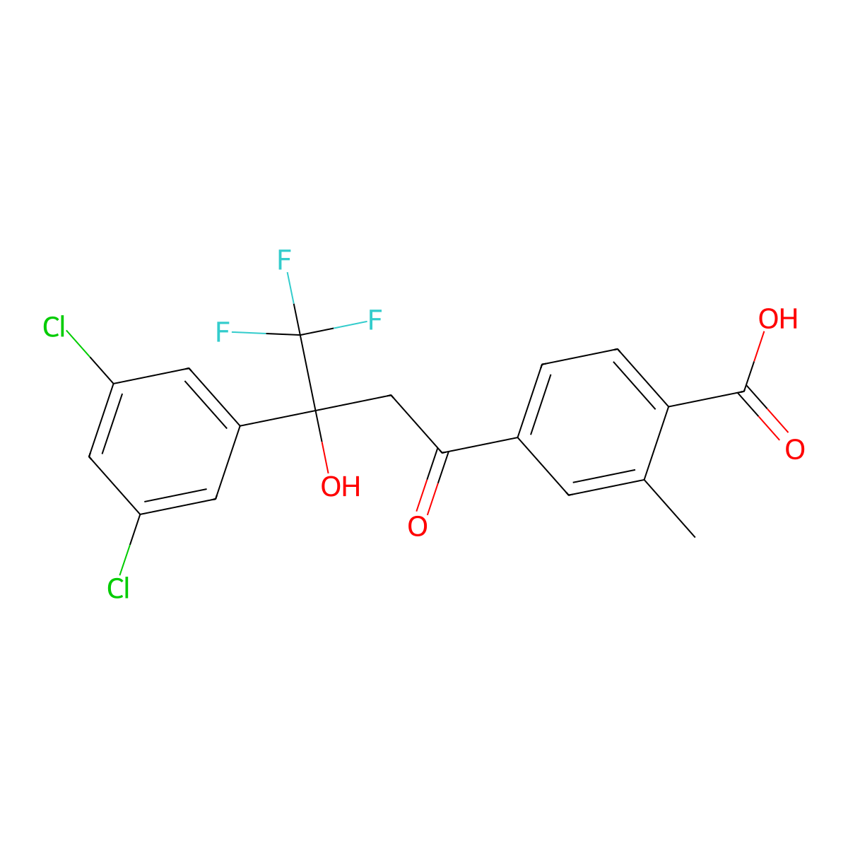 4-(3-(3,5-Dichlorophenyl)-4,4,4-trifluoro-3-hydroxybutanoyl)-2-methylbenzoic acid molecular structure, CAS 1095275-07-2