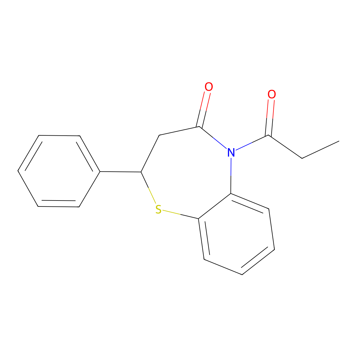2-Phenyl-5-propanoyl-2,3-dihydro-1,5-benzothiazepin-4(5H)-one molecular structure, CAS 109532-92-5