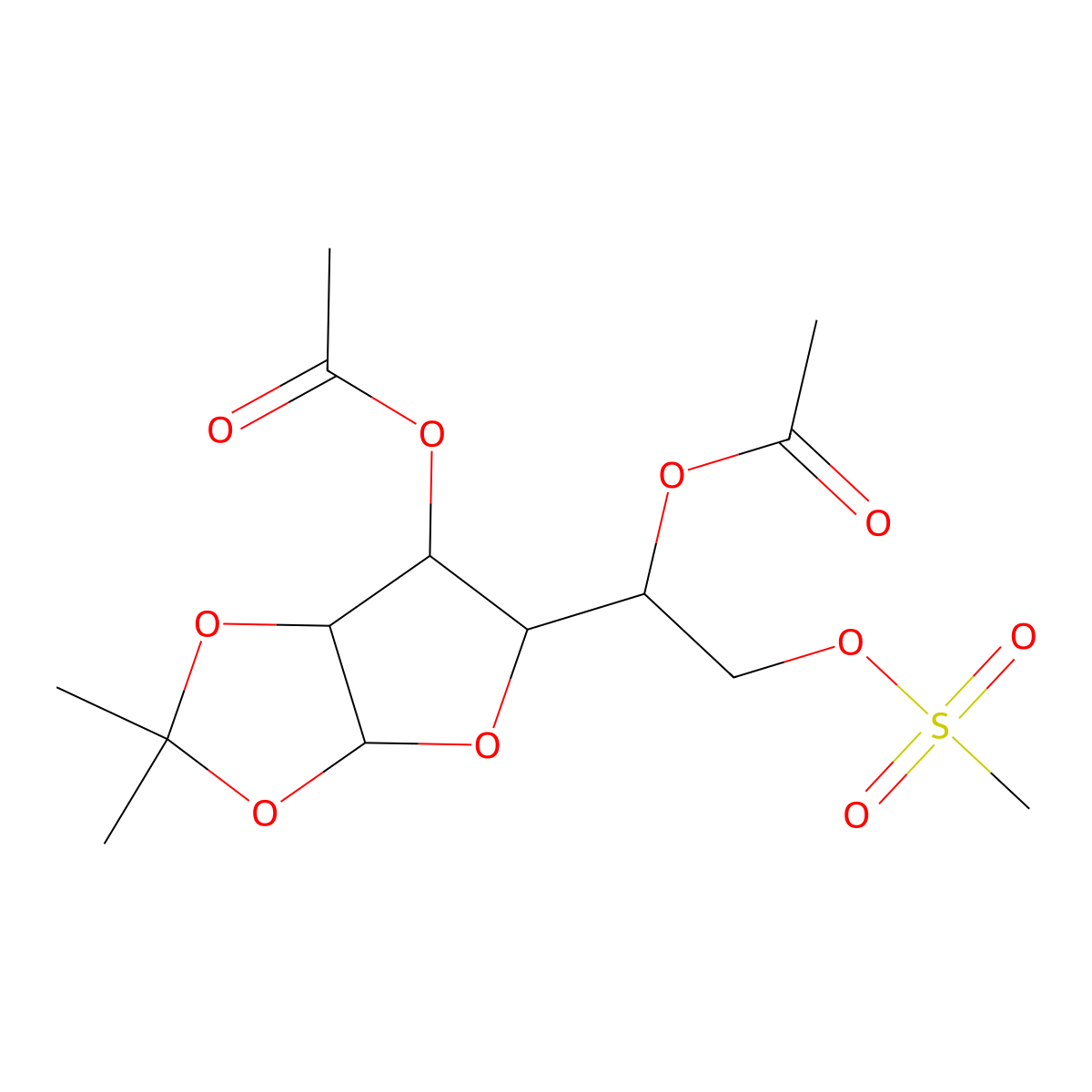 1-(6-Acetoxy-2,2-dimethyltetrahydrofuro[2,3-d][1,3]dioxol-5-yl)-2-((methylsulfonyl)oxy)ethyl acetate molecular structure, CAS 1095321-70-2
