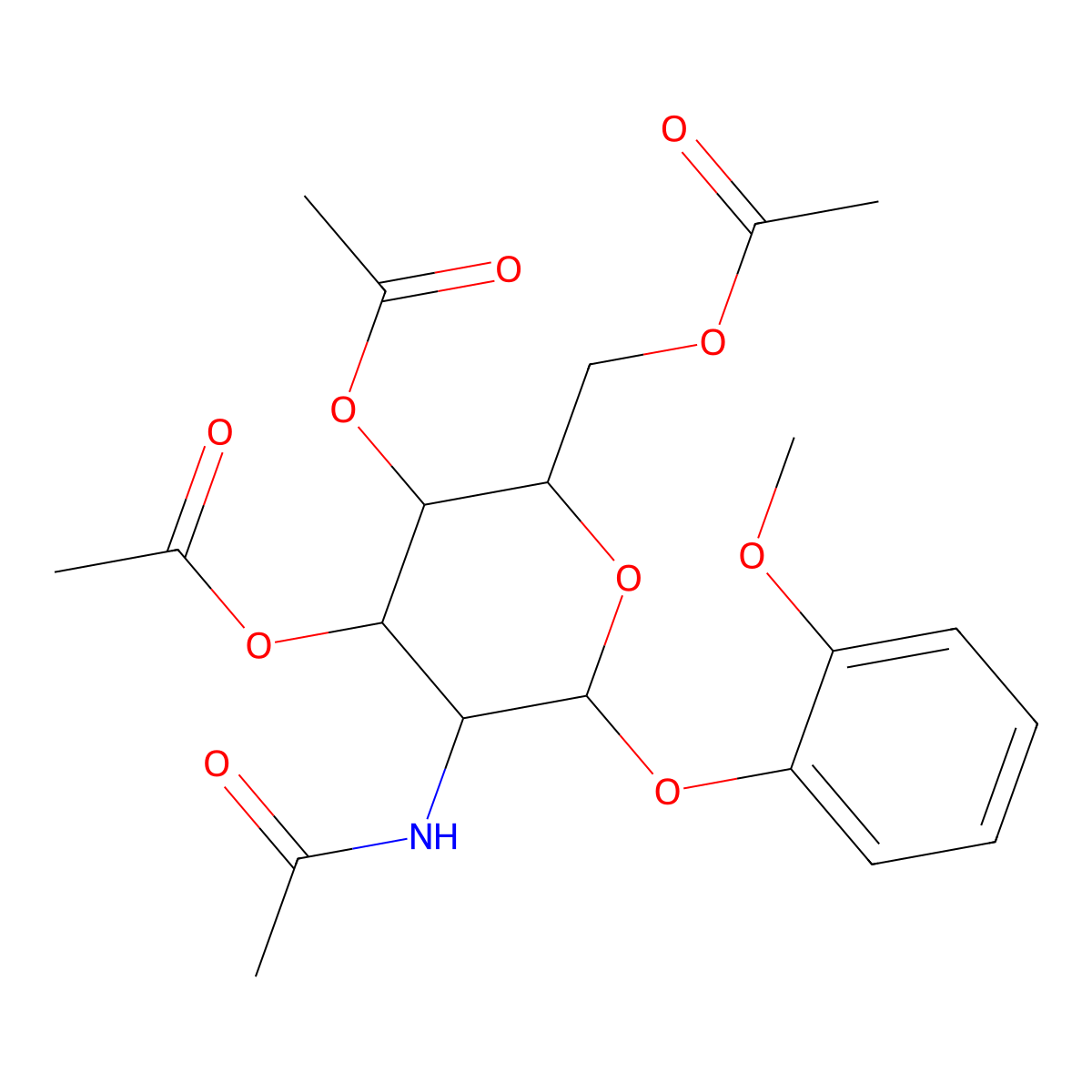 [3,4-Bis(acetyloxy)-5-acetamido-6-(2-methoxyphenoxy)oxan-2-yl]methyl acetate molecular structure, CAS 1095323-46-8