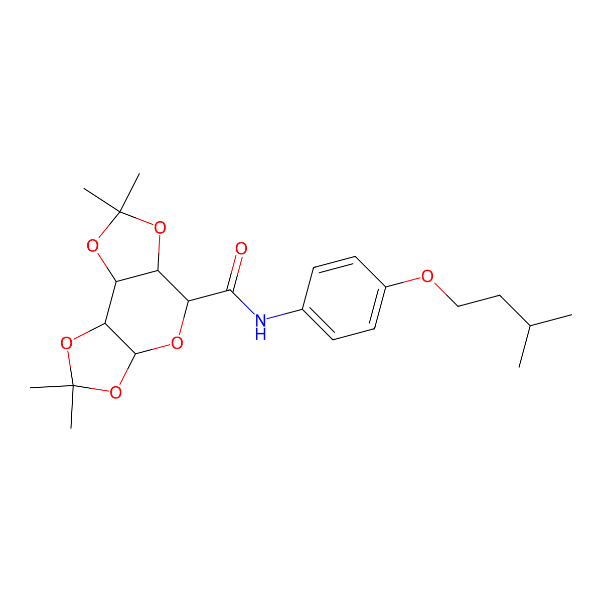 4,4,11,11-tetramethyl-N-[4-(3-methylbutoxy)phenyl]-3,5,7,10,12-pentaoxatricyclo[7.3.0.0^{2,6}]dodecane-8-carboxamide molecular structure, CAS 1095323-51-5