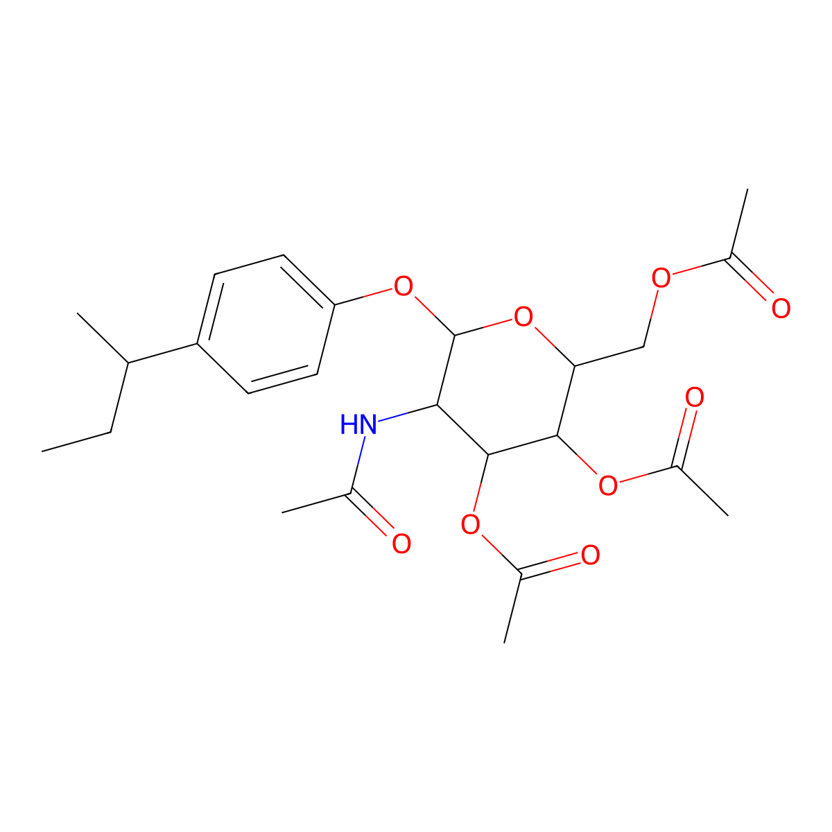 [5-Acetamido-3,4-diacetyloxy-6-(4-butan-2-ylphenoxy)oxan-2-yl]methyl acetate molecular structure, CAS 1095323-53-7