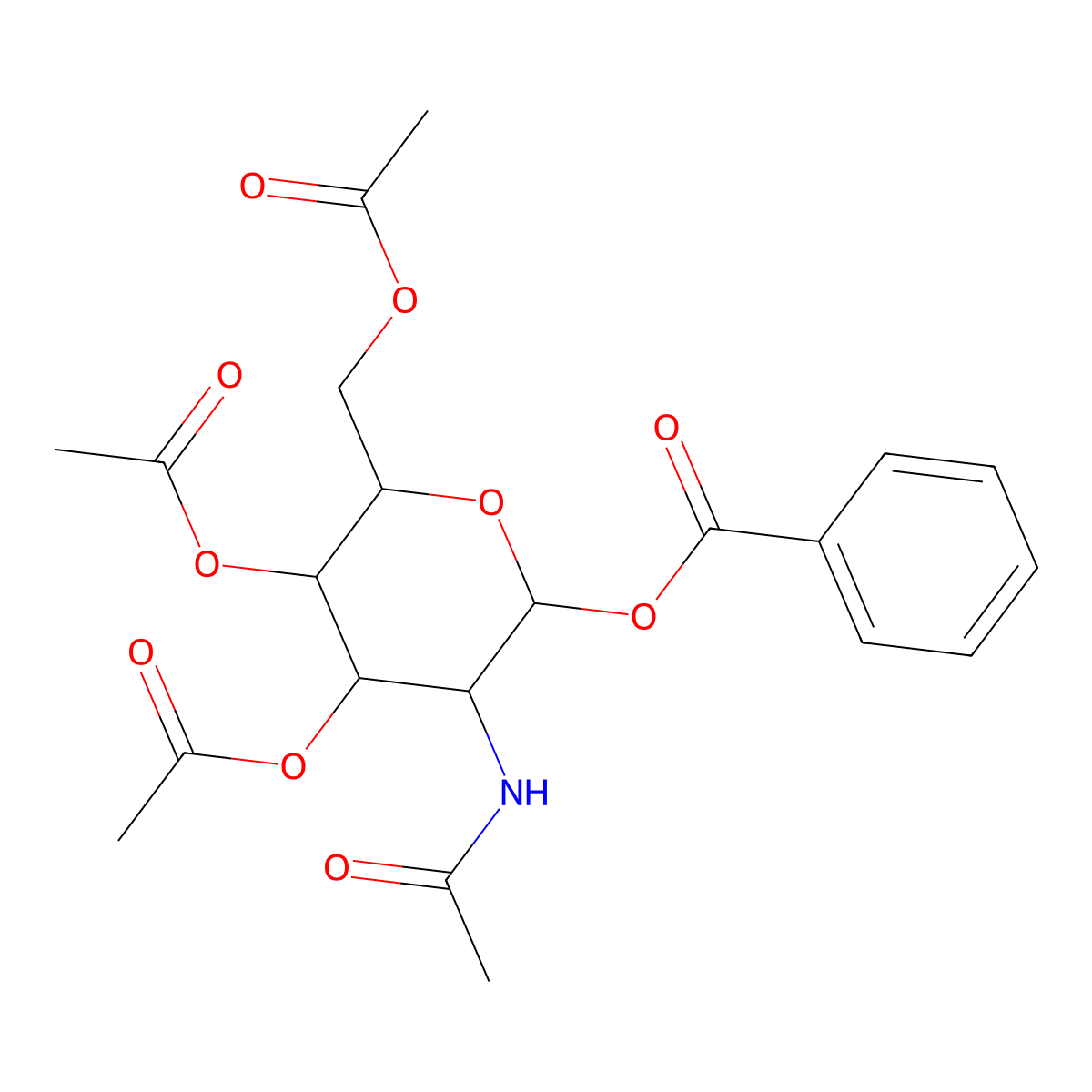 Glucosamine, N,3,4,6-tetraacetyl-1-O-benzoyl- molecular structure, CAS 1095323-54-8