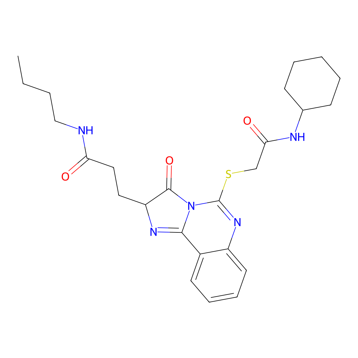 N-butyl-3-(5-{[(cyclohexylcarbamoyl)methyl]sulfanyl}-3-oxo-2H,3H-imidazo[1,2-c]quinazolin-2-yl)propanamide molecular structure, CAS 1095323-76-4