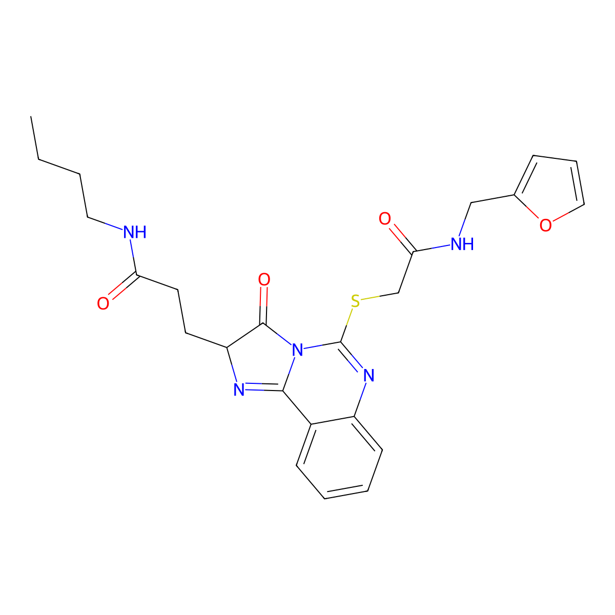N-butyl-3-{5-[({[(furan-2-yl)methyl]carbamoyl}methyl)sulfanyl]-3-oxo-2H,3H-imidazo[1,2-c]quinazolin-2-yl}propanamide molecular structure, CAS 1095323-78-6