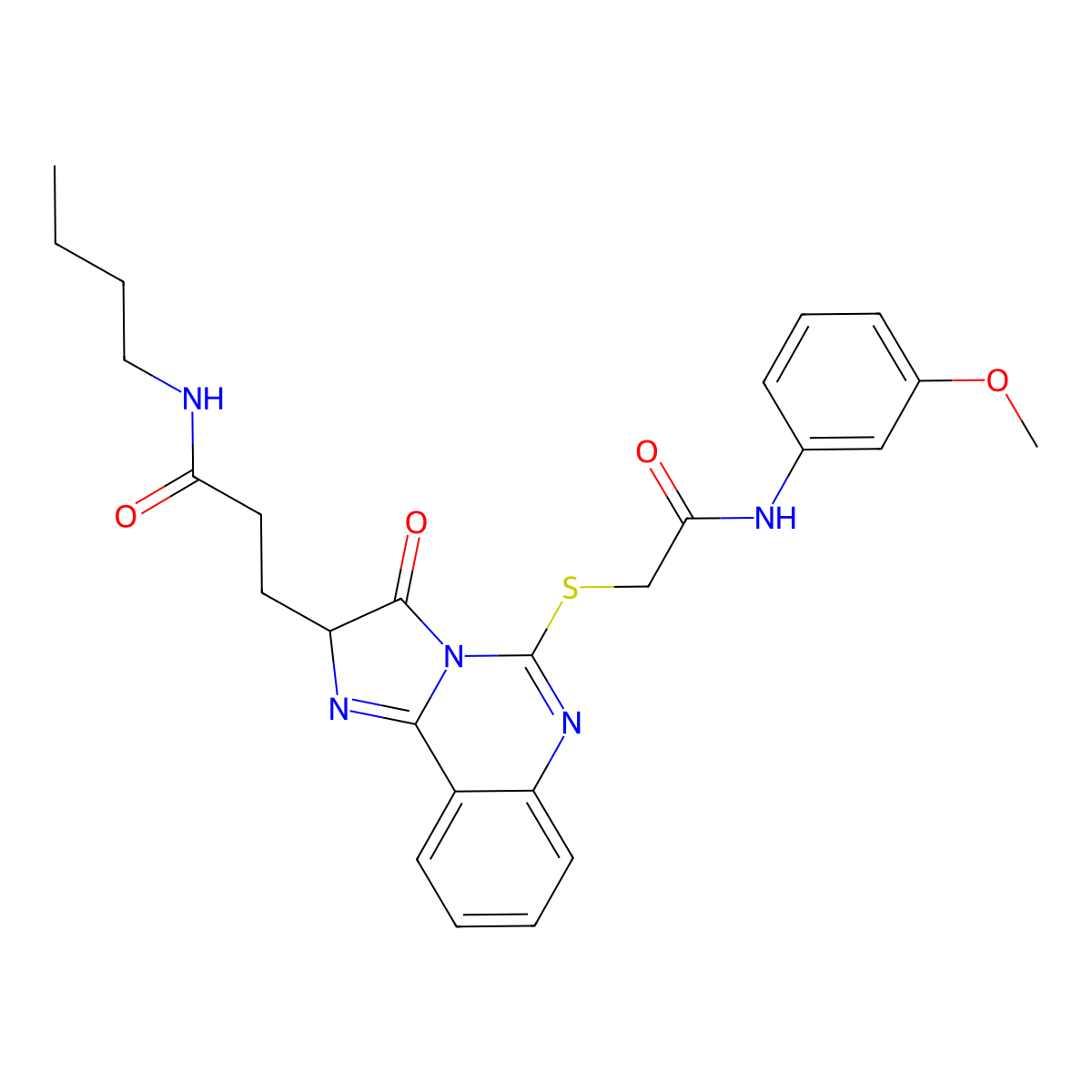 N-butyl-3-[5-({[(3-methoxyphenyl)carbamoyl]methyl}sulfanyl)-3-oxo-2H,3H-imidazo[1,2-c]quinazolin-2-yl]propanamide molecular structure, CAS 1095323-80-0