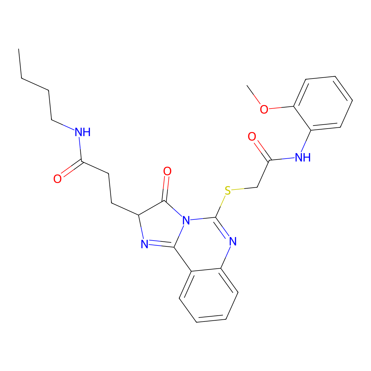 N-butyl-3-[5-({[(2-methoxyphenyl)carbamoyl]methyl}sulfanyl)-3-oxo-2H,3H-imidazo[1,2-c]quinazolin-2-yl]propanamide molecular structure, CAS 1095323-82-2