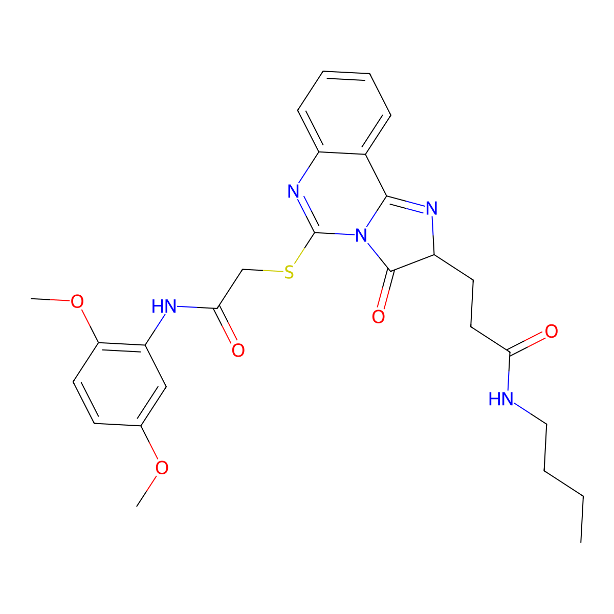 N-butyl-3-[5-({[(2,5-dimethoxyphenyl)carbamoyl]methyl}sulfanyl)-3-oxo-2H,3H-imidazo[1,2-c]quinazolin-2-yl]propanamide molecular structure, CAS 1095323-83-3