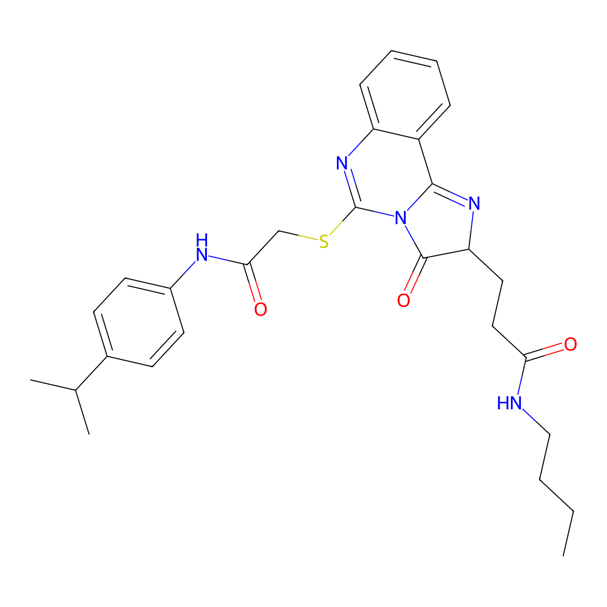 N-butyl-3-{3-oxo-5-[({[4-(propan-2-yl)phenyl]carbamoyl}methyl)sulfanyl]-2H,3H-imidazo[1,2-c]quinazolin-2-yl}propanamide molecular structure, CAS 1095323-84-4