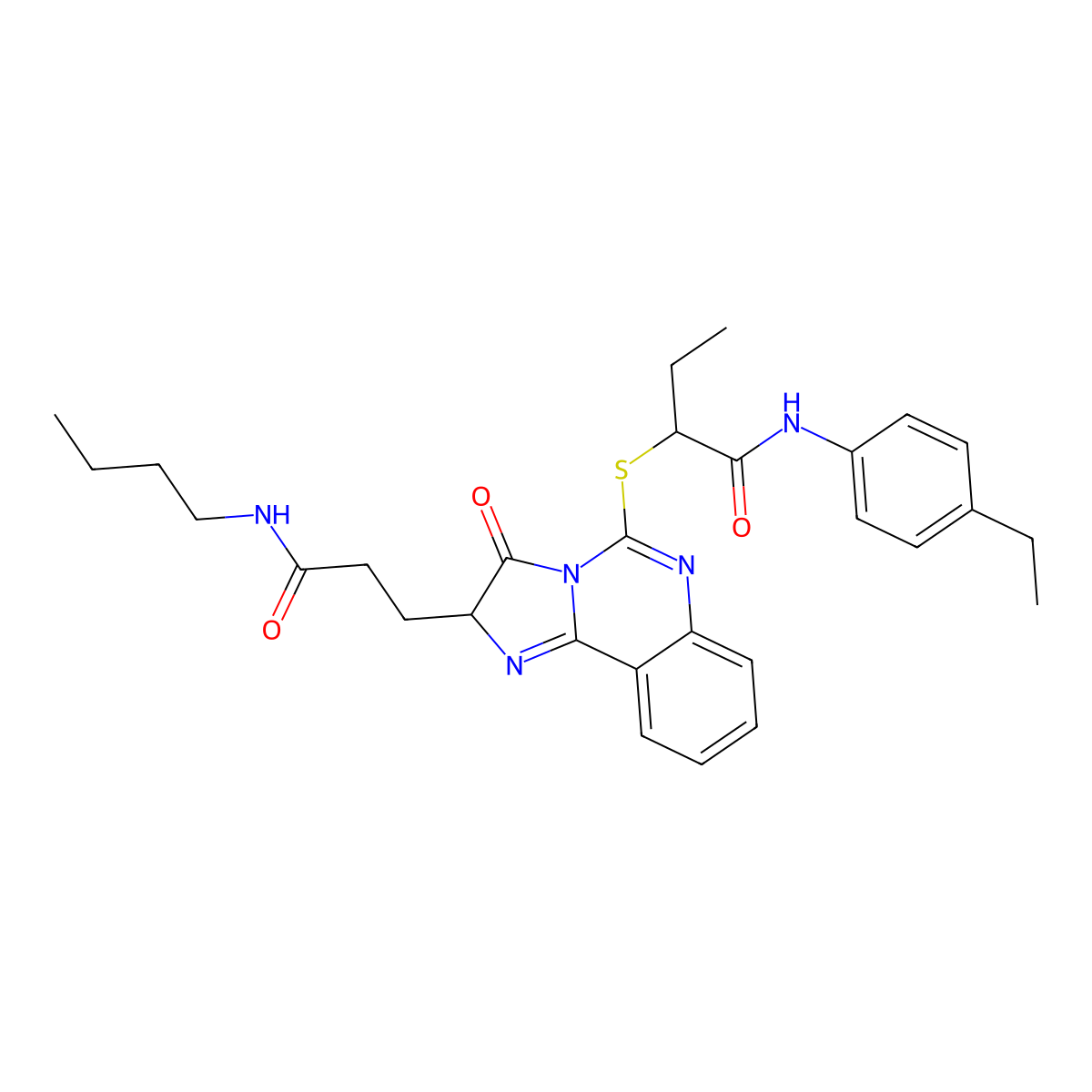 2-({2-[2-(butylcarbamoyl)ethyl]-3-oxo-2H,3H-imidazo[1,2-c]quinazolin-5-yl}sulfanyl)-N-(4-ethylphenyl)butanamide molecular structure, CAS 1095323-90-2