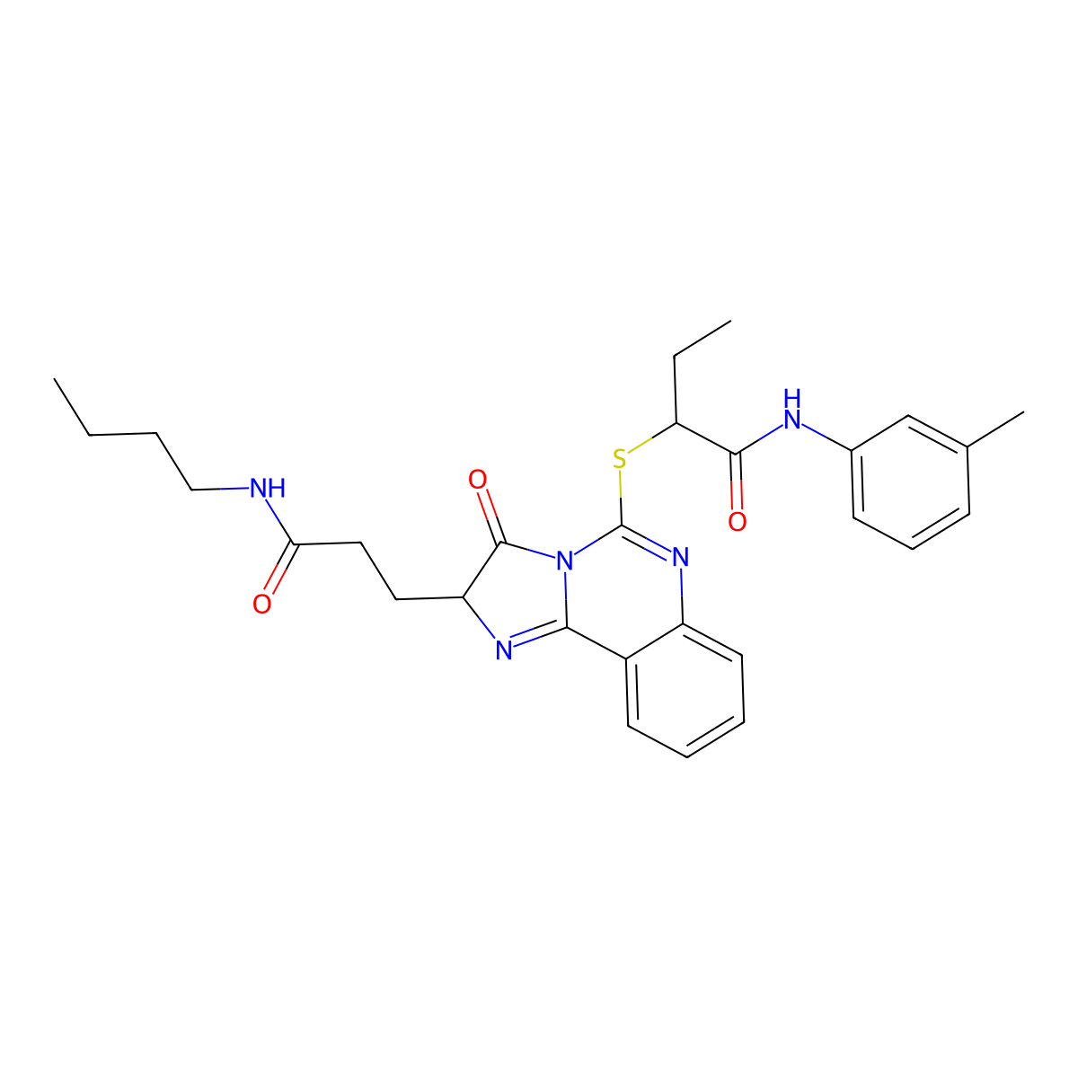 2-({2-[2-(butylcarbamoyl)ethyl]-3-oxo-2H,3H-imidazo[1,2-c]quinazolin-5-yl}sulfanyl)-N-(3-methylphenyl)butanamide molecular structure, CAS 1095323-91-3