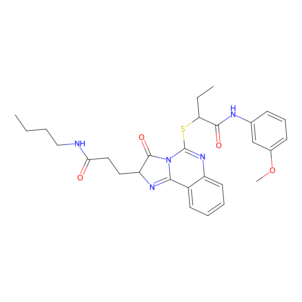 2-({2-[2-(butylcarbamoyl)ethyl]-3-oxo-2H,3H-imidazo[1,2-c]quinazolin-5-yl}sulfanyl)-N-(3-methoxyphenyl)butanamide molecular structure, CAS 1095323-92-4