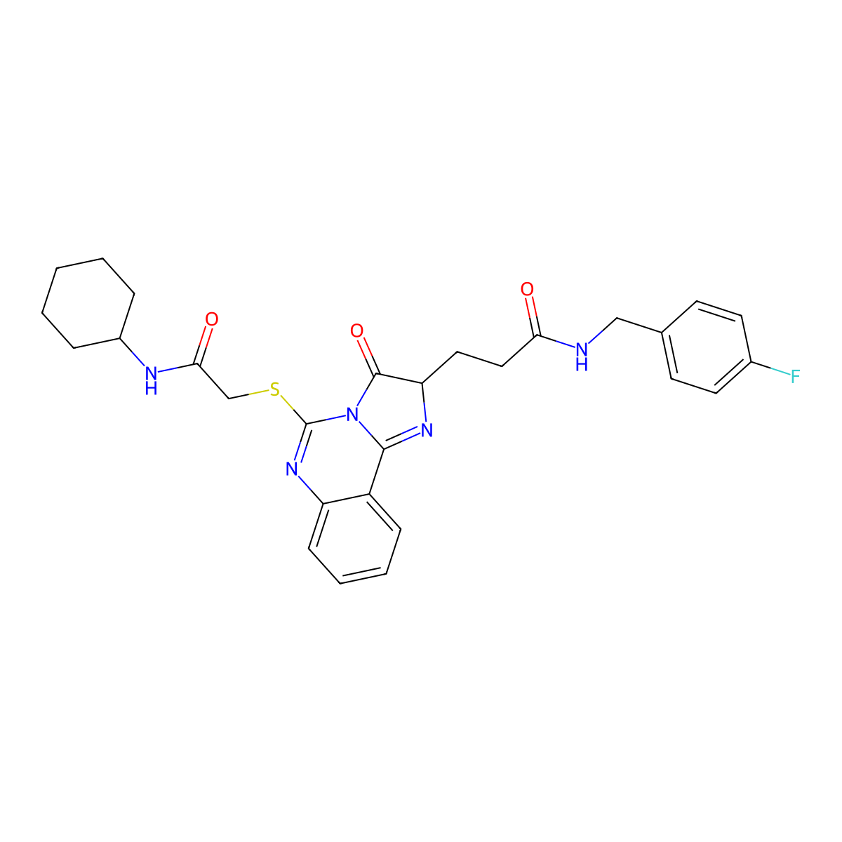 3-(5-{[(cyclohexylcarbamoyl)methyl]sulfanyl}-3-oxo-2H,3H-imidazo[1,2-c]quinazolin-2-yl)-N-[(4-fluorophenyl)methyl]propanamide molecular structure, CAS 1095324-07-4