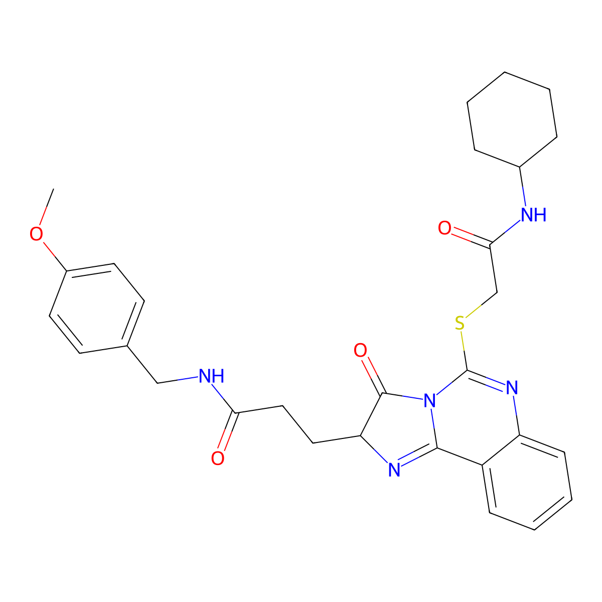 3-(5-{[(cyclohexylcarbamoyl)methyl]sulfanyl}-3-oxo-2H,3H-imidazo[1,2-c]quinazolin-2-yl)-N-[(4-methoxyphenyl)methyl]propanamide molecular structure, CAS 1095324-80-3