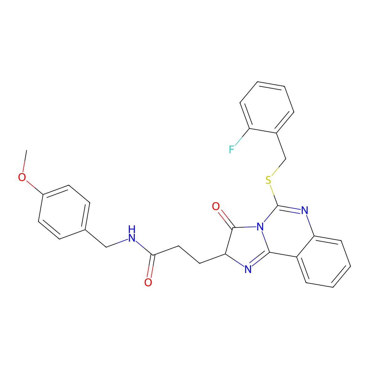 3-(5-{[(2-fluorophenyl)methyl]sulfanyl}-3-oxo-2H,3H-imidazo[1,2-c]quinazolin-2-yl)-N-[(4-methoxyphenyl)methyl]propanamide molecular structure, CAS 1095324-96-1
