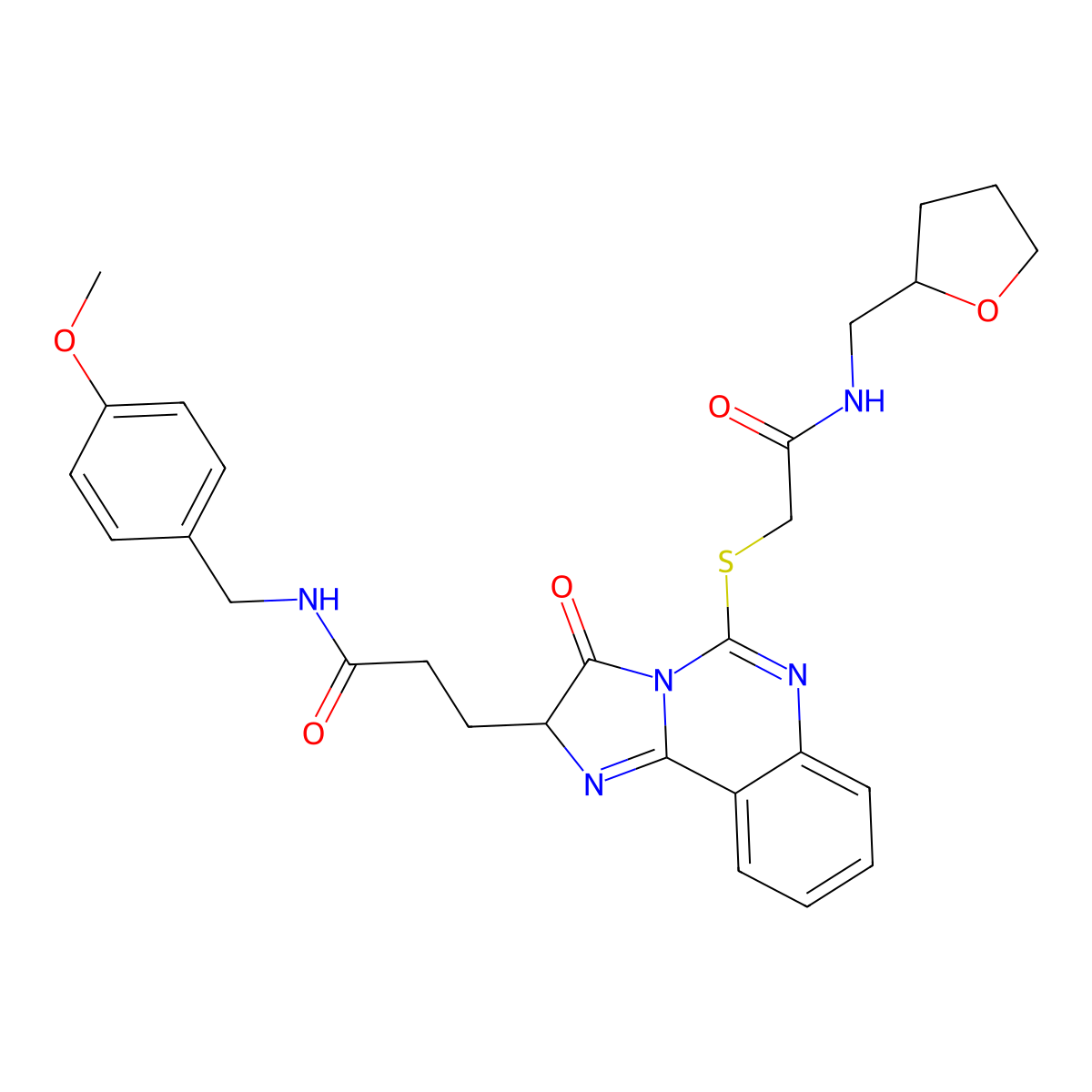 N-[(4-methoxyphenyl)methyl]-3-{3-oxo-5-[({[(oxolan-2-yl)methyl]carbamoyl}methyl)sulfanyl]-2H,3H-imidazo[1,2-c]quinazolin-2-yl}propanamide molecular structure, CAS 1095325-04-4