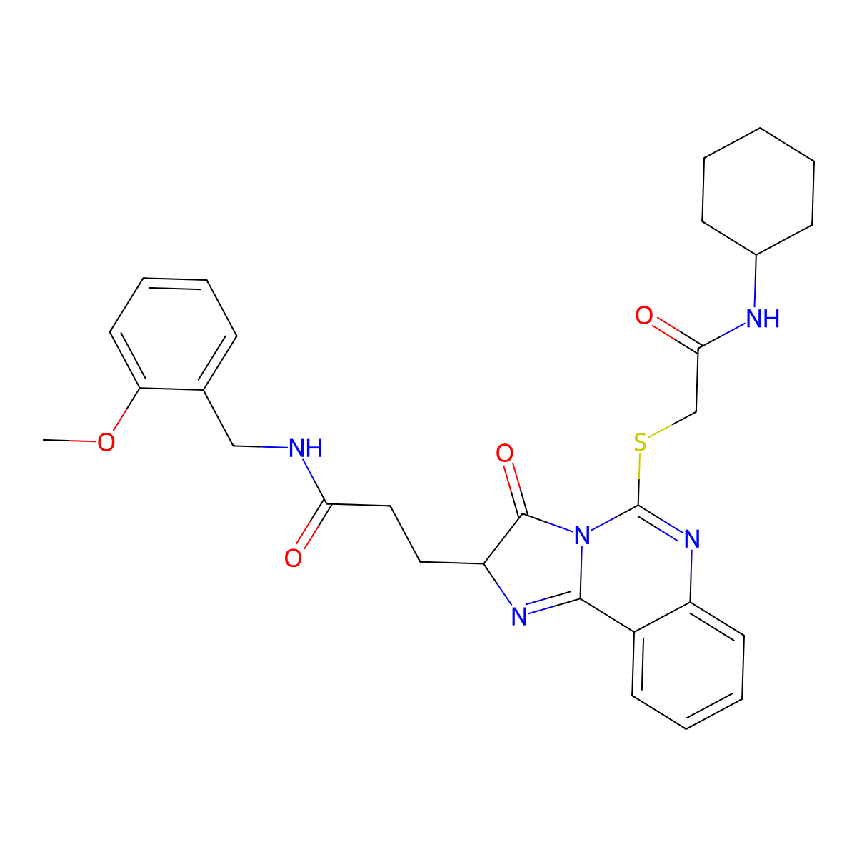 3-(5-{[(cyclohexylcarbamoyl)methyl]sulfanyl}-3-oxo-2H,3H-imidazo[1,2-c]quinazolin-2-yl)-N-[(2-methoxyphenyl)methyl]propanamide molecular structure, CAS 1095325-09-9